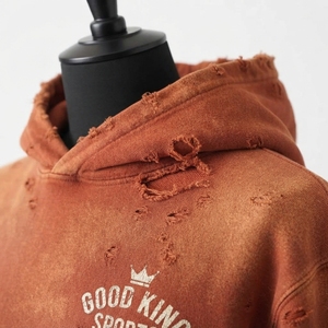 Sweat à capuche surdimensionné pour homme de haute qualité, en coton respirant, effet vieilli, lourd, délavé à l'acide - Product Image 2