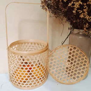 Cesta de Regalo Hecha a Mano, Ecológica, de Ratán y Bambú, con Diseño Flexible y Asa, para Festivales - Product Image 1