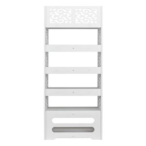 Étagère à chaussures sculptée en bois et plastique à 6 niveaux, blanche, pour la maison, le salon, l'hôtel, le centre commercial, le rangement - Product Image 3