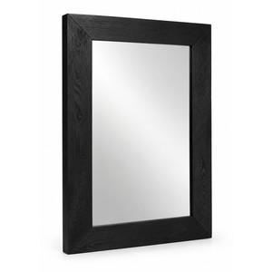 Cadre de miroir mural moderne du milieu du siècle en bois de manguier ébénisé noir |   Décoration d'intérieur artisanale - Product Image 1