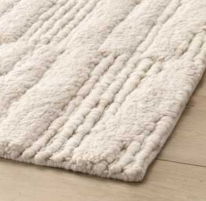 Contemporary Abstract Handmade Wool/Silk Area Rug Soft Neutral Loop Cut Pile Non-Slip <b>PET</b> Friendly Modern Living Room Bedroom - Product Image 4