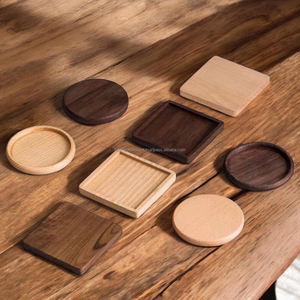 Custom Natural <b>Black</b> Walnut Round Square Cute Wooden Wine Beer Coffee Tea Cup <b>Coaster</b> Mat From Falak World Export - Product Image 1