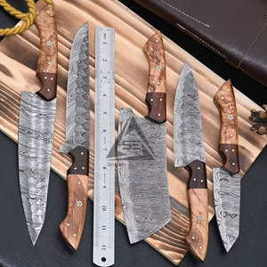 Damascus Chef <b>Knives</b> <b>Set</b> Handmade High Quality Sustainable Durable Kitchen Equipment with Unique Design Low MOQ - Product Image 3