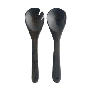 Ensemble de Cuillères et Fourchettes à Salade en Résine Noire Pure, Fabriquées à la Main, Design Moderne et Minimaliste, Ustensiles de Cuisine, Fabricant Direct - Product Image 1
