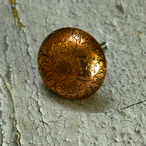 <b>Rustic</b> Metal Craft Cabinet Knob Floral Engraved Traditional Feng Shui Modern Drawer Pull Handle for <b>Wardrobe</b> and Furniture - Product Image 5