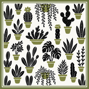 Serviette de table en coton imprimé de qualité supérieure avec motif botanique de cactus et plantes en pot – Serviette de table décorative pour la maison et les restaurants - Product Image 2
