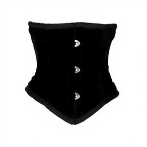 Women Black Velvet <b>Waist</b> <b>Cincher</b> <b>Corset</b> Firm Control Shapewear Hook-and-Eye Design Breathable Adult Size Standard Steel Boned - Product Image 1