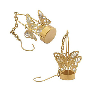 Golden Hanging Butterfly Tea <b>Light</b> Holders Elegant Metal <b>Lantern</b> With Chain For Garden Wedding & <b>Indoor</b> Decorative Lighting - Product Image 2