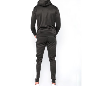 Conjunto Deportivo de 2 Piezas para Hombre, Color Gris, con Capucha, Manga Larga, Bloques de Color, Estilo Casual, con Bolsillos Laterales, Corte Regular, Estilo Otoñal - Product Image 3