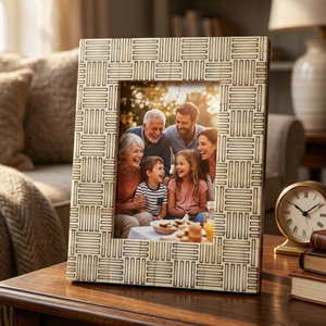 Decorative Wooden <b>Photo</b> <b>Frame</b> Geometric Pattern Family Picture <b>Frame</b> Elegant Tabletop <b>Frame</b> for Home office Living Room Decor - Product Image 5
