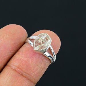 Natural Herkimer <b>Crystal</b> 925 Sterling Silver Bezel Setting Fancy Shape Boho Gemstone <b>Ring</b> for Unisex Wedding Gift Customizable - Product Image 3