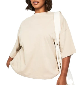 Camiseta de Jersey de Manga Corta para Mujer, Diseño Moderno, 100% Algodón, Corte Holgado, Color Sólido, Secado Rápido, Transpirable, Cómoda y Estética - Product Image 1