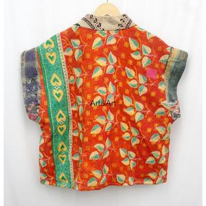 Nouvelle Veste Kimono Courte Imprimée en Coton Kantha Tricoté, Faite à la Main, Style Vintage Indien, pour Femme, Vente en Gros - Product Image 5