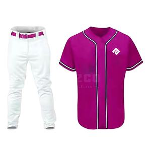 Uniforme de baseball pour hommes sur mesure OEM, 100% polyester respirant, séchage rapide, grande taille, logo personnalisé du nom de l'équipe sur le devant, manches courtes - Product Image 1