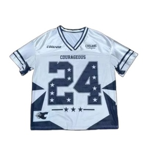 Streetwear OEM maillot Boxy à épaules tombantes personnalisé sublimé meilleure vente col en V coupe Boxy t-shirts unisexe de football en maille pour hommes - Product Image 1