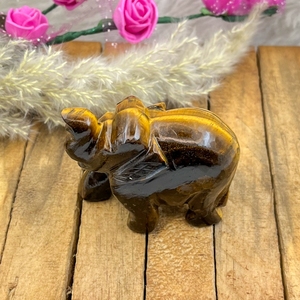 Figura de Elefante Tallada a Mano en Piedra Natural Ojo de Tigre, Protección, Confianza, Decoración Feng Shui, Venta al Por Mayor - Product Image 3