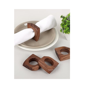 Anneaux de serviette en bois naturel, écologiques, personnalisables, de haute qualité, luxueux et modernes pour la maison, l'hôtel, le restaurant, les mariages et les fêtes - Product Image 2