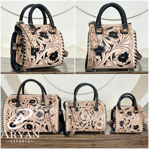Nuevo Bolso de Viaje de Cuero con Diseño Floral Clásico 2026, Bolso Pequeño y Elegante de Cuero Vacuno Genuino para Mujer - Product Image 1