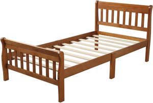 โครงเตียงคู่ทำจากไม้เนื้อแข็งพร้อมหัวเตียงและที่วางเท้าไม่ต้องใช้กล่องสปริง - Product Image 2