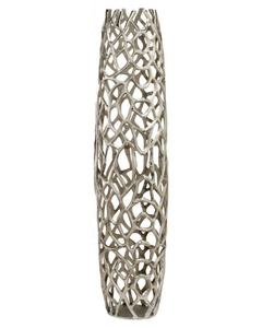 Grand vase en métal argenté en aluminium pour affichage de fleurs Technique de coulée artisanale Option cadeau parfait - Product Image 1