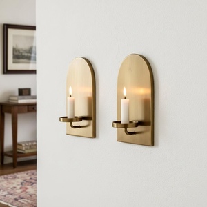 Wholesale Brass Wall Candle Holder <b>Sconce</b> with Hammered Disc Backplate for Home Decoration - Product Image 3