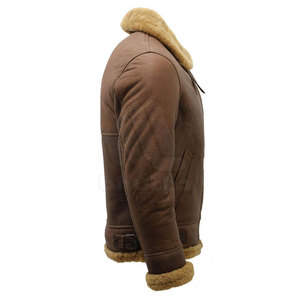 Veste en cuir de mouton pour homme, style sherpa, veste en cuir d'hiver, veste en fourrure de mouton, nouvelle veste en cuir marron chaude pour garçons - Product Image 1