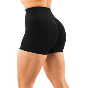 <b>Womens</b> Black High Waist Gymwear <b>Shorts</b> Stretch <b>Compression</b> Workout Fitness Training Yoga Seamless Activewear Performance Wear - Product Image 3