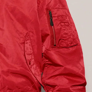 Chaqueta Bomber Roja para Hombre, Color Sólido, Cierre de Cremallera, Estilo Casual, Exterior de Poliéster, Corte Regular, para Otoño - Product Image 4