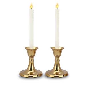 Ensemble unique de 2 bougeoirs en métal doré pour la décoration de mariage - Product Image 1