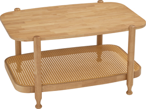 โต๊ะกาแฟไม้โอ๊คมาเลเซียธรรมชาติ หน้าโต๊ะไม้เนื้อแข็ง พร้อมชั้นวางด้านล่างหวายสังเคราะห์ รุ่นโต๊ะกาแฟ ดีไซน์ร่วมสมัยทันสมัย - Product Image 3