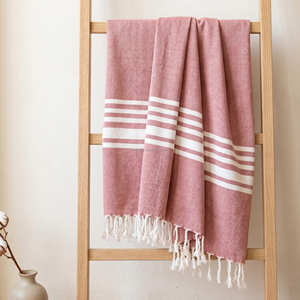 Manta de Algodón Tejida a Rayas Informal, Transpirable, para Todas las Estaciones, con Flecos, Decoración para Sala de Estar, Ligera, para Cama, de Fábrica - Product Image 1