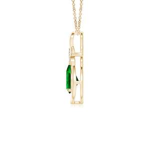 14K Solid Gold Natural Oval Emerald <b>Infinity</b> Pendant With Diamond X Motif Classic Fine Jewellery Anniversary Gift For Her 2026 - Product Image 3