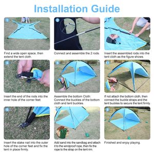 Tenda da Spiaggia Impermeabile per 4-6 Persone con 3 Aperture e Borsa per il Trasporto, UPF50+, Facile da Montare per Picnic e Campeggio - Product Image 5