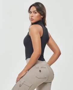 เสื้อกล้ามคาร์โก้ทรงสกินนี่แบบกลับด้านได้ น้ำหนักเบา ระบายอากาศได้ดี ไร้ตะเข็บ สำหรับผู้หญิง - สีดำ - Product Image 6