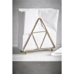 Porte-serviettes moderne en fil métallique doré et bois avec support à cure-dents, organiseur de serviettes en papier pour comptoir, idéal pour hôtels et restaurants - Product Image 4