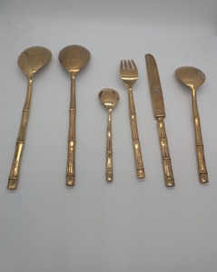 Couverts classiques en laiton pour la maison et la cuisine, vaisselle de table de haute qualité, kits de fournitures jetables pour les fêtes - Product Image 2