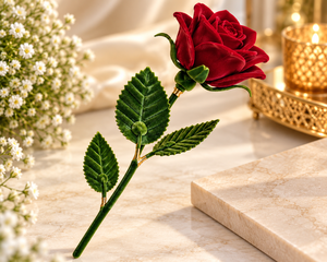 Premium Red Velvet Artificial Rose <b>Flower</b> <b>Decorative</b> Stem with Metal Durable & Eco-Friendly Elegant Luxurious - Product Image 1