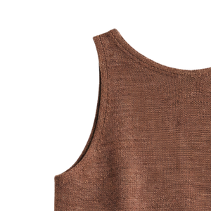 Blusa de punto sin mangas para mujer, con cuello en V, de hilo tejido, transpirable, 100% algodón, informal, holgada, a la moda, para verano - Product Image 6