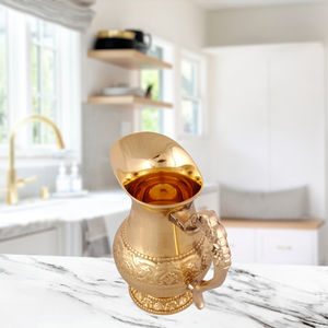 Pichet à eau en laiton royal, carafe décorative en métal avec poignée ornée, récipient à boisson traditionnel pour la maison, l'hôtel et les fêtes - Product Image 4