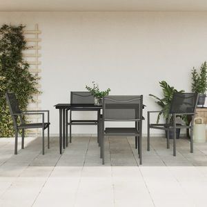 Set da Pranzo da Giardino Nero Antracite per 4 Persone, Struttura in Acciaio Resistente alle Intemperie, Arredamento da Esterno dal Design Contemporaneo - Product Image 3