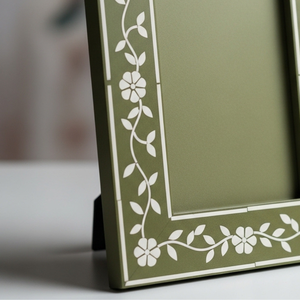 Handcrafted Beige Bone Inlay Photo Frame with Floral <b>Vine</b> Design Luxury Decorative Picture Frame for Home & Office Decor - Product Image 4