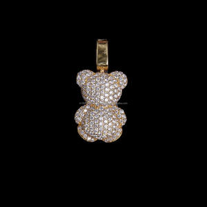 Pendentif Ours en Peluche Moissanite Diamant Givré en Argent Sterling 925 Plaqué Rhodium pour Cadeaux d'Anniversaire Bijoux Hip Hop - Product Image 5
