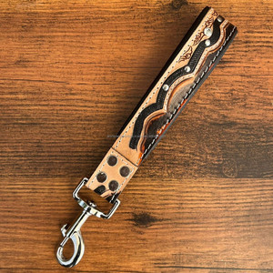 Hand Tooled Cow Leather Short Dog Leash Traffic Padded Handle Heavy Duty Short Dog Lead for Training Control Large Medium Dogs - Product Image 4