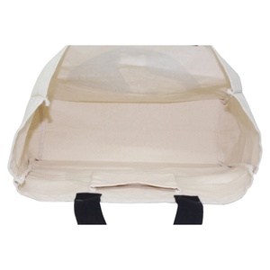 Sac fourre-tout en toile de coton naturel de 10 oz avec poche zippée suspendue, impression de lettres personnalisée, poignée noire, sac de courses réutilisable et écologique - Product Image 6