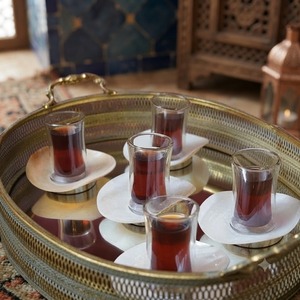 Ensemble de dessous-de-verre ronds en nacre orientale avec plateau de service, design classique, diamètre 500 mm, pour tasses à café arabes, napperons décoratifs - Product Image 6