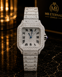 นาฬิกาควอตซ์ MB ETERNAL JEWELS รุ่นหรูหรา หน้าปัดทรงสี่เหลี่ยมประดับเพชร พร้อมคริสตัลแซฟไฟร์ ขนาด 41 มม. สายสแตนเลสสตีล สำหรับผู้ชาย/ยูนิเซ็กซ์ - Product Image 2