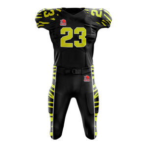 Uniforme de football américain personnalisable noir et jaune, impression par sublimation, polyester respirant, pour hommes adultes, service OEM - Product Image 2