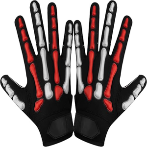 Gants de football américain de haute qualité pour receveur, blancs et rouges, Joker, super adhérents, en latex imperméable, compatibles écran tactile, avec grip personnalisé. - Product Image 4