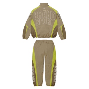 Custom Brand Winter Sport Windbreaker Set Full Length <b>Zipper</b> <b>Jacket</b> Drawstring Pants Waterproof Solid Breathable Polyester - Product Image 2