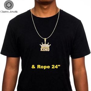 Charm_Jewells <b>King</b> <b>Crown</b> Moissanite Pendant 925 Silver 22k Gold Plated Micro Pave Hiphop Men's Necklace IGI Certified 22" Tennis - Product Image 6